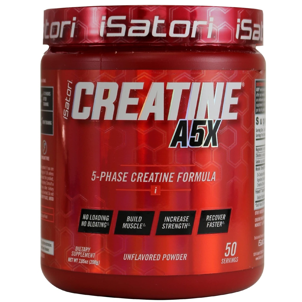 iSatori Creatine A5X με Creatine Monohydrate & Betaine Anhydrous για την ανάπτυξη των μυών, την ενίσχυση Κτίριο, & Ανάκτηση - Συμπλήρωμα διατροφής για την εκπαίδευση & την ανύψωση βάρους - Unflaved (50 εξυπηρετούν)