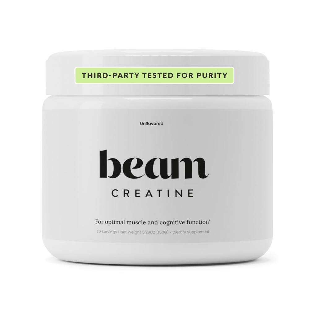 Beam Creatine Monohydrate σκόνη – 5g Micronized Creatine Monohydrate, Third Party Tested Create για γυναίκες & άνδρες, μυϊκή δύναμη, ανάπτυξη, ανάκτηση & γνωστική υποστήριξη, Άγευστη, 30 υπηρεσίες