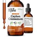 Wild & Organic Ceylon Cinnamon Extract Liquid Drops 500mg - Υγρά Συμπληρώματα Κανέλας για Συνολική Υποστήριξη - Cinnamomum Verum Bark Tincture - Vegan, Sugar & Alcohol-Free, Non-GMO - 2 fl oz