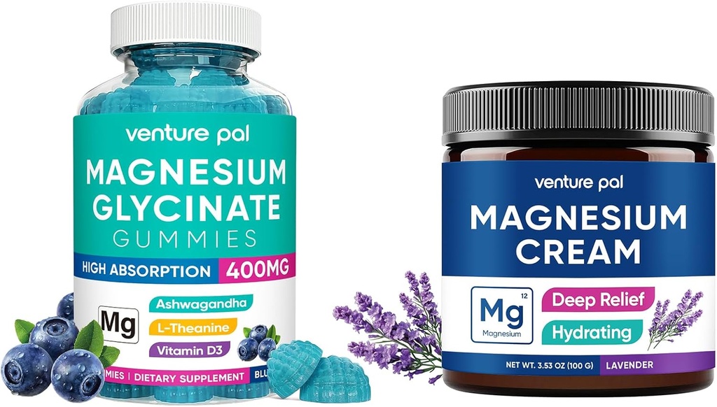 Γλυκινικό μαγνήσιο Gummies με Ashwagandha, Κρέμα Μαγνησίου - Ύπνος, θραύση μυών και χαλάρωση