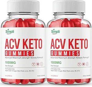 Simpli Health ACV Keto + Gummies, SimpliHealth ACV Keto Supplement Gummies - Maximum Strength, Simpli ACV Gummys, All Natural Support Advanced Formula, SimpliACV Gummy Reviews (2 Pack)