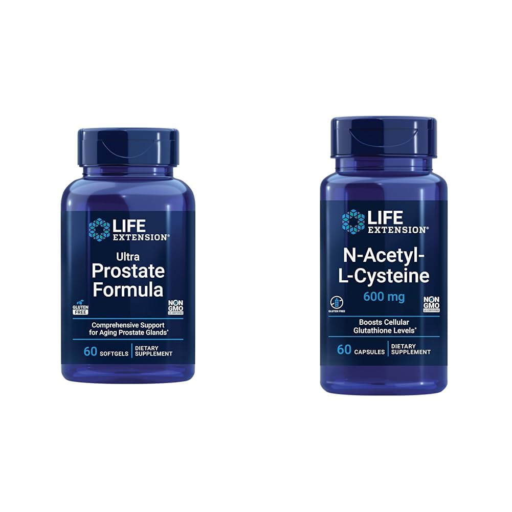 Life Extension Ultra Prostate Formula, Saw Palmetto for Men, pygeum, stinging Nettle & N-Acetyl-L-Cysteine (NAC), Immune, Respiratory, Liver Health, NAC 600 mg