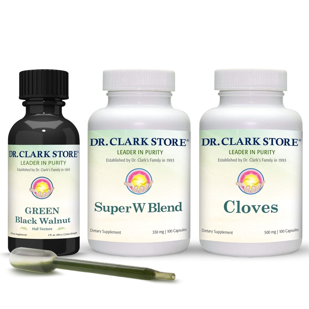 Dr Clark Store Intestine Υποστήριξη & Καθαρισμός Κιτ - με αρχικό πράσινο Βάμμα από μαύρο Walnut Hulls, Wormwood, και γαρύφαλλα-Βοηθά Διατήρηση βέλτιστη εντερική λειτουργία