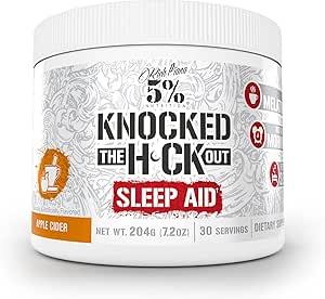 5% Nutrition Rich Piana Knocked Out Natural Sleep Aid | Post-Workout Recovery & Deep Sleep Supplement | GABA, Melatonin, Chamomile, Tyrosine, 5-HTP, & More | 7.2 oz, 30 Servings (Apple Cider)