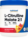 Nutricost L-Citrulline Malate 2:1 (300g) Fruit Punch - Υποστήριξη προπόνησης, μυϊκή απόδοση, Nitric Oxide Booster - Fitness συμπλήρωμα σκόνης, 75 εξυπηρετούν