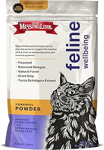 Ο χαμένος σύνδεσμος Feline Superfood Supplement Powder 6oz Bag, Veterinian Formulated, Balanced Omega 3 & 6 για υγιή δέρμα & παλτό, πήδημα, ανοσία & συνολική υγεία των γατών