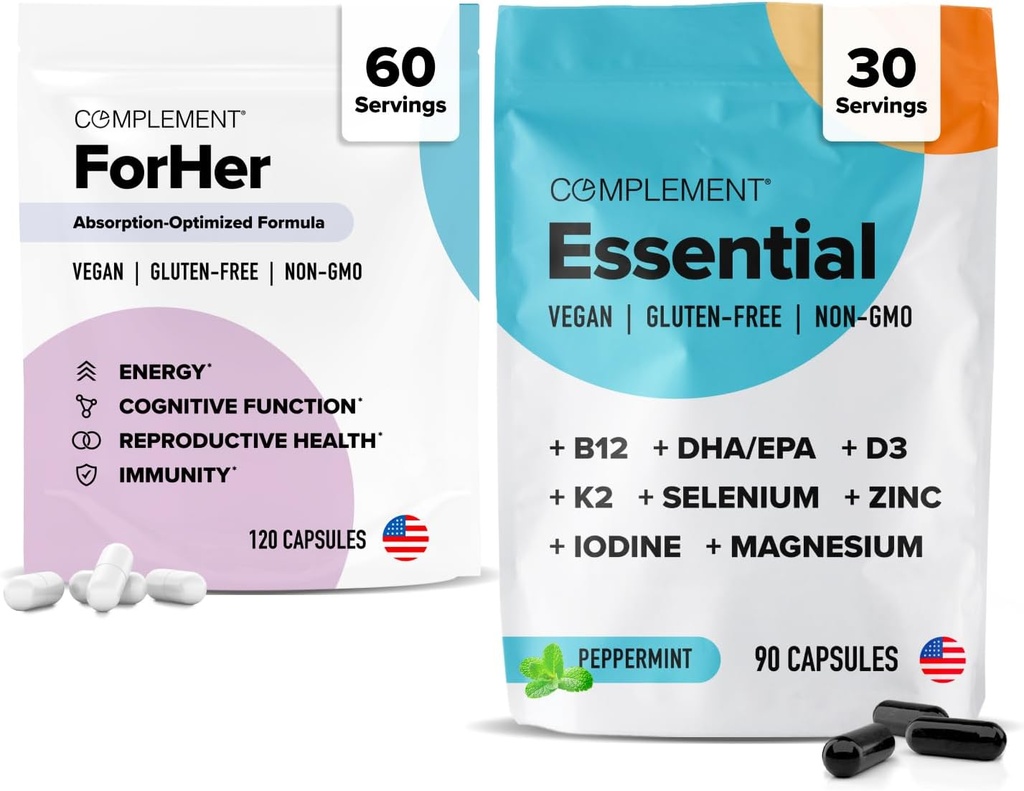 Συμπληρωματικό για την & Essential Vegan Multivitamin Bundle – 30-Day Women’s Wellness Support with Omega 3, B12, D3, Iron, Folate & More – Ενέργεια, Ανοσία & Ορμονική Ισορροπία