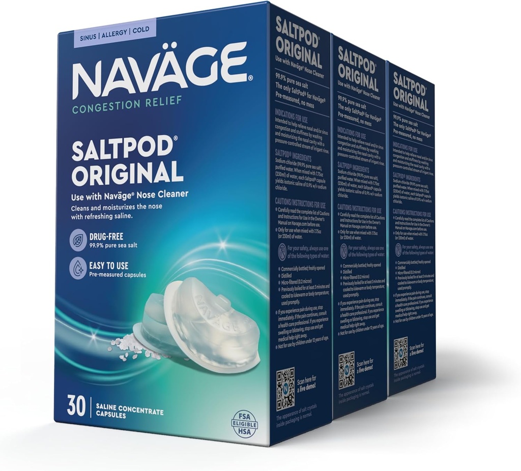 Navage SaltPod Bundle 3 30-Packs (90 SaltPods) - Navage Salt Pod Refills Only - Αποκλειστικά Σχεδιασμένο για το Navage Nasal Irigation System - Sinus Rinse και Saline Pods for Fast and Soothing Relief