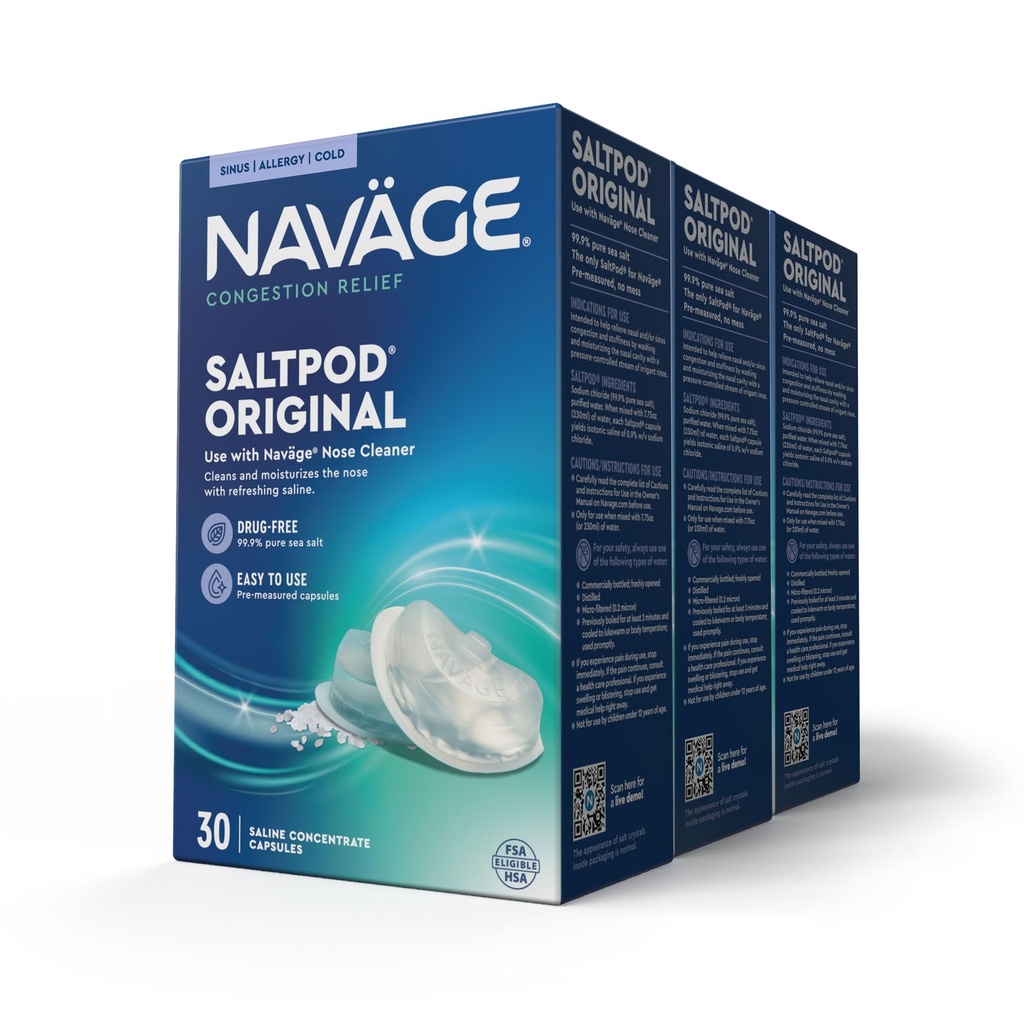 Navage SaltPod Bundle 3 30-Packs (90 SaltPods) - Navage Salt Pod Refills Only - Αποκλειστικά Σχεδιασμένο για το Navage Nasal Irigation System - Sinus Rinse και Saline Pods for Fast and Soothing Relief