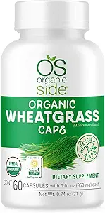 | Organic Wheatgrass Capsules | 60 Count | USDA Certified Organic, Non-GMO, Vegan Supplement for Natural Energy Boost, Immune Support, and Wellness