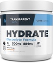 Transparent Labs Hydrate Naturally Sweetened Electrolytes Powder - Hydration Powder Electrolytes with Coconut Water, Calcium, Taurine, & Potassium - 40 Servings, Peach Mango