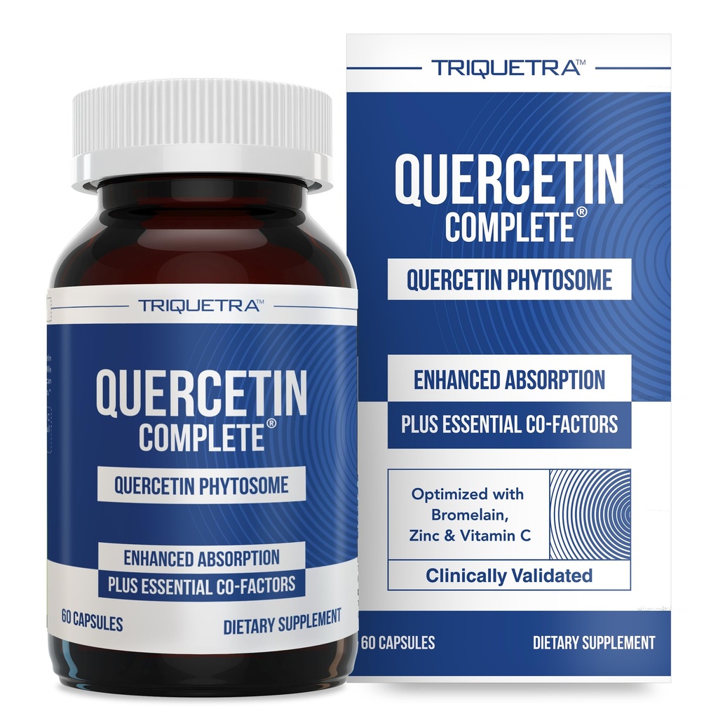 Quercetin Complete® Quercetin Phytosome με 50X υψηλότερη απορρόφηση, κλινικά αποδεδειγμένη & πατενταρισμένη Quercefit – Πιο αποτελεσματική μορφή Quercetin – Ενισχυμένη με Bromelain, Ψευδάργυρο & Βιταμίνη C (60 κάψουλες)