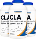 Nutricost CLA (Conjugated Linoleic Acid) 2.400mg, 240 Softgels - Χωρίς γλουτένη, μη GMO, 800mg ανά Softgel (3 φιάλες)