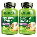 NATURELO Digestive Enzymes - Full Spectrum Support with a Broad Blend of 15 Enzymes Plus Ginger - 90 Vegan Κάψουλες (Pack of 2)