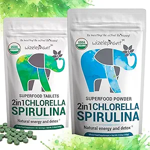 Chlorella Spirulina Σκόνη Βιολογικά + δισκία Spirulina Chlorella 