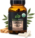 Organic Muscle Tongkat Ali for Men 500mg — Longjack Eurycoma Longifolia Supplement | USDA Organic, 60 Capsules | Wild-Harvested Root | Men’s T-Level & Energy Support*