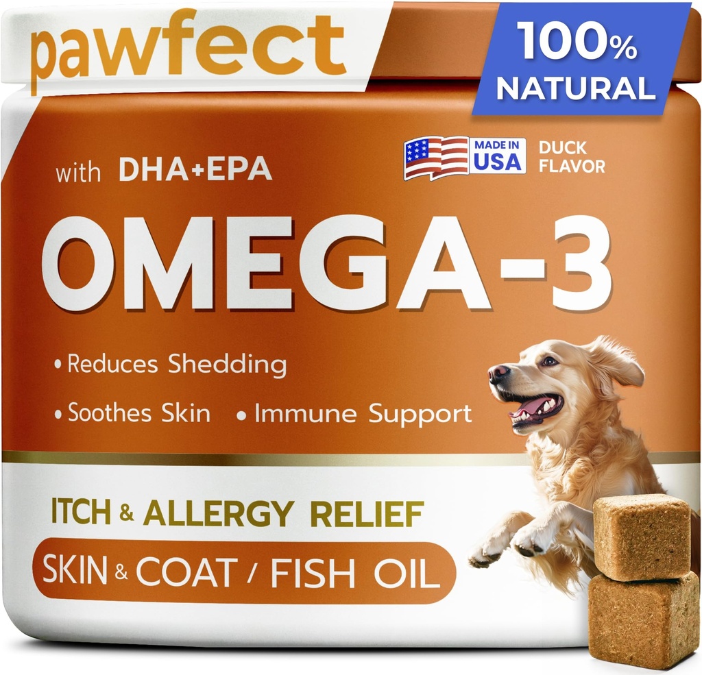 PAWFECTCHEW ιχθυέλαιο Ωμέγα 3 για σκύλους - Αλλεργία Ανακούφιση - Κοινή Υγεία - Itch Relief, Shedding - Skin and Coat Supplement - Alaskas Salmon Oil Chews - Omega 3 6 9 - EPA & DHA λιπαρά οξέα