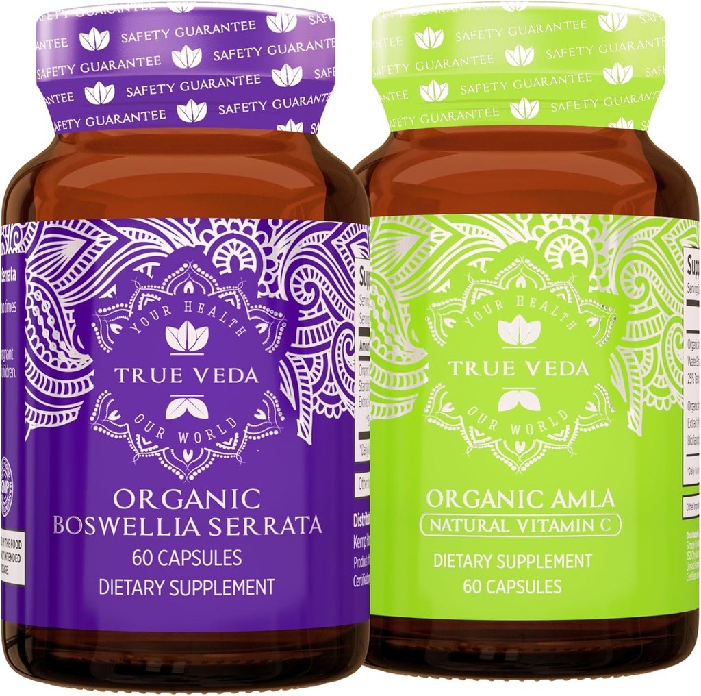 True Veda Active Bundle USDA Organic | Multi-Award-Winning | Boswellia Serrata | Amla Capsules