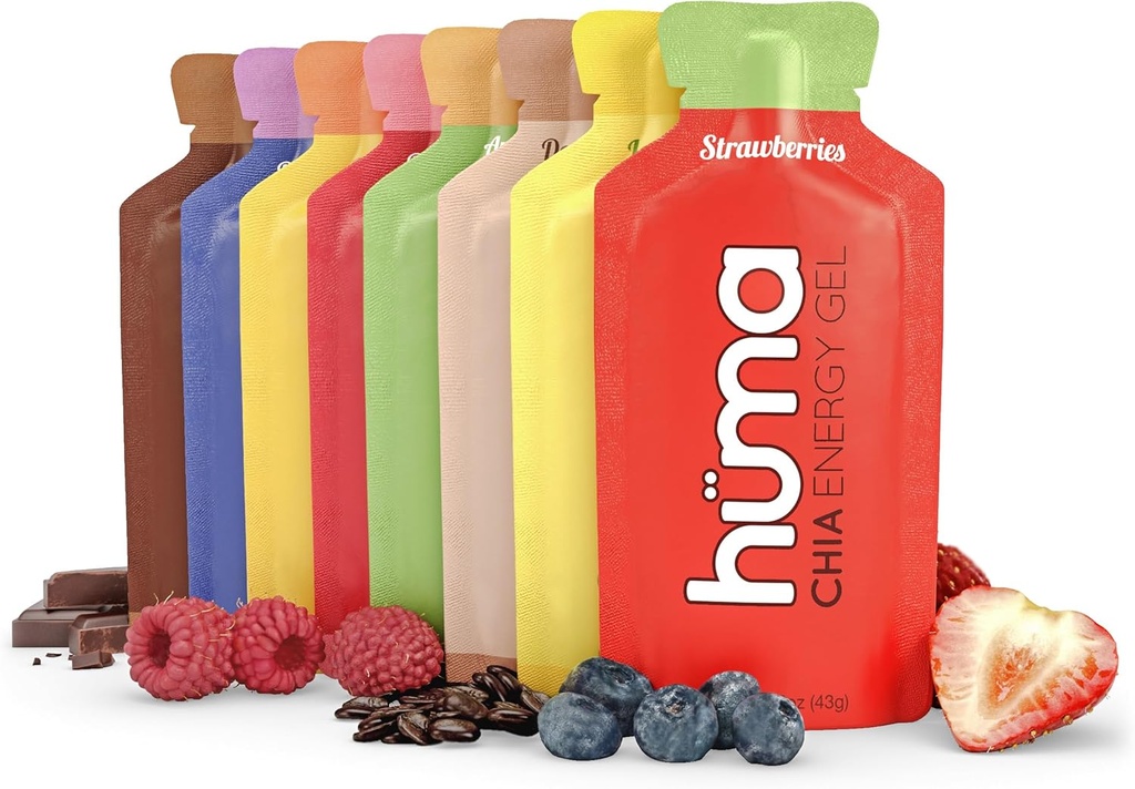 Huma Chia Energy Gel, Ποικιλία 12 Pack - Στομάχι φιλικό, πραγματική ενέργεια τροφίμων Gels για άσκηση αντοχής