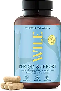WILE Menopause and Perimenopause Supplements for Women - Menstrual Cramp, PMS and Heavy Period Relief with Dong Quai - Premenopausal Support for Hormone Balance & Improved Mood, Vegan, 30 Servings