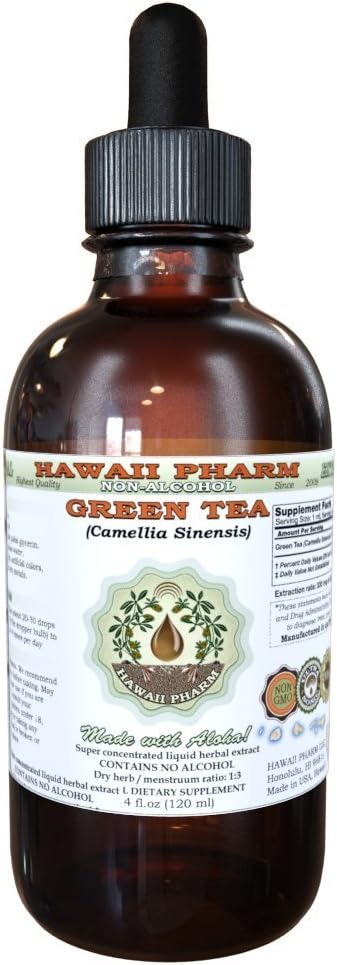 Hawaii Pharm Green Tea Alcohol-Free Liquid Extract, Βιολογικό Πράσινο Τσάι (Camellia Sinensis) Αποξηραμένο Φύλλο Γλυκερίτης Φυσικό συμπλήρωμα βοτάνων 2 oz