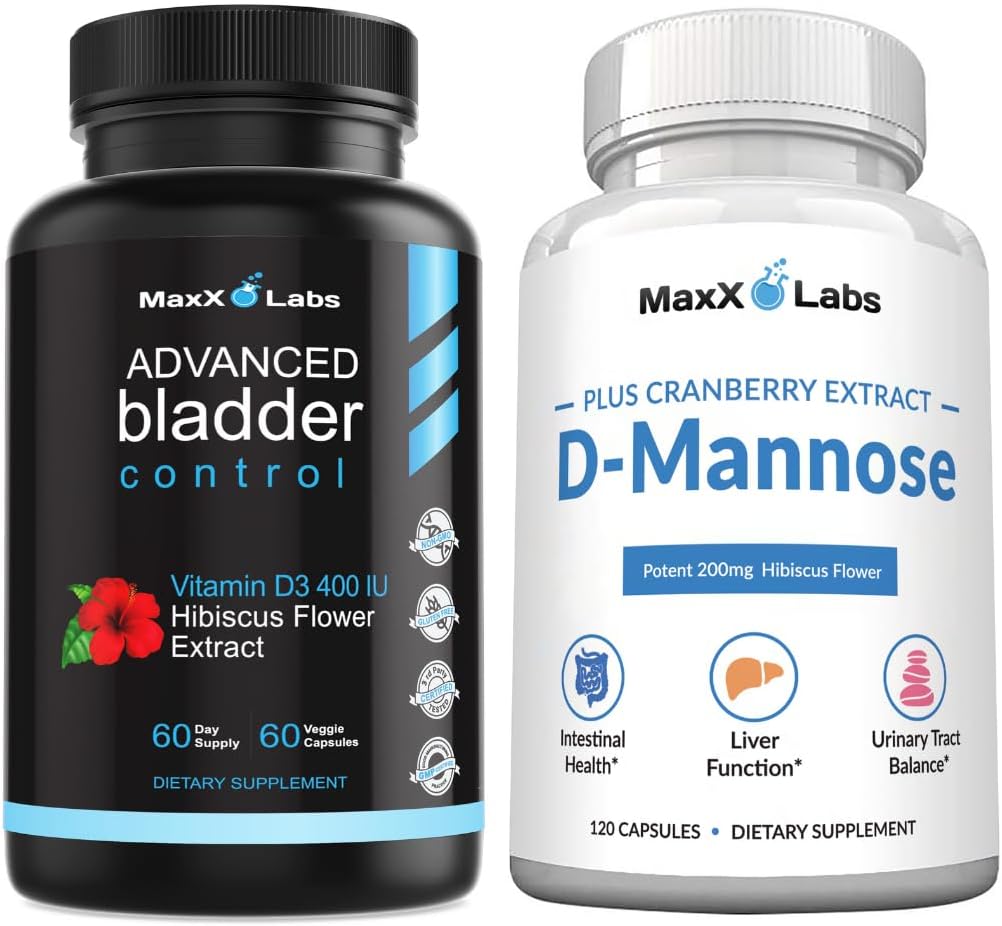 Advanced Bladder Control Supplements for Women & Men 60Ct + D Mannose Κάψουλες - Γρήγορη Δράση 1400 MG Επιπλέον δύναμη DMannose για την υγεία της ουροδόχου κύστης 120 Ct