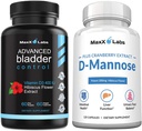 Advanced Bladder Control Supplements for Women & Men 60Ct + D Mannose Κάψουλες - Γρήγορη Δράση 1400 MG Επιπλέον δύναμη DMannose για την υγεία της ουροδόχου κύστης 120 Ct