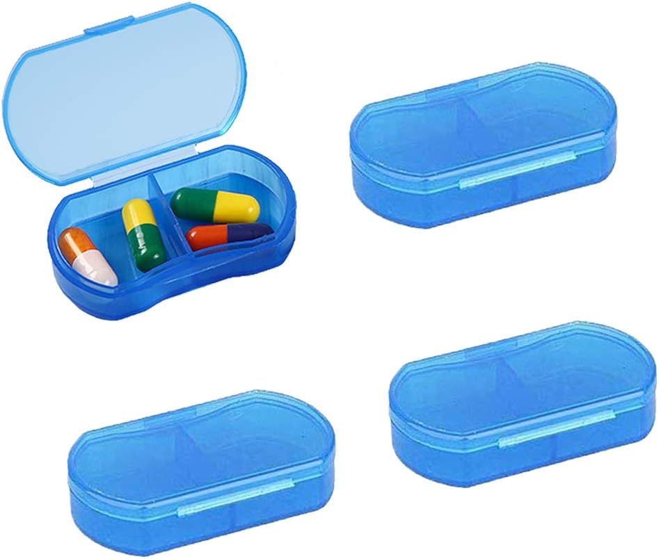 2PCS υπόθεση χαπιών για το πουρμπουάρ μικρό 4PCS διοργανωτής χαπιών Φορητό ταξίδι καθημερινά εμπορευματοκιβώτια AM & PM Mini κουτί χαπιών βιταμίνη, ιχθυέλαιο, κάτοχος συμπλήρωμα