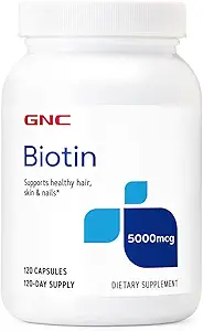 GNC Biotin 5000mcg συμπλήρωμα, υποστηρίζει υγιή μαλλιά, δέρμα και νύχια, 120 εξυπηρετούν
