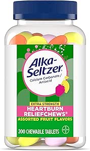 Alka-Seltzer Extra Strength Heartburn ReliefChews, Antacid for Fast Heartburn & Acid Indigestion Relief On the Go, 200 Ct