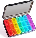 Weekly Pill Organizer 3 Times a Day - Odaro 3 Times a Day Large Pill Box 7 Day, Portable Pill Case, Daily Medicine Organizer for Vitamins,Supplement and Medication(Black)