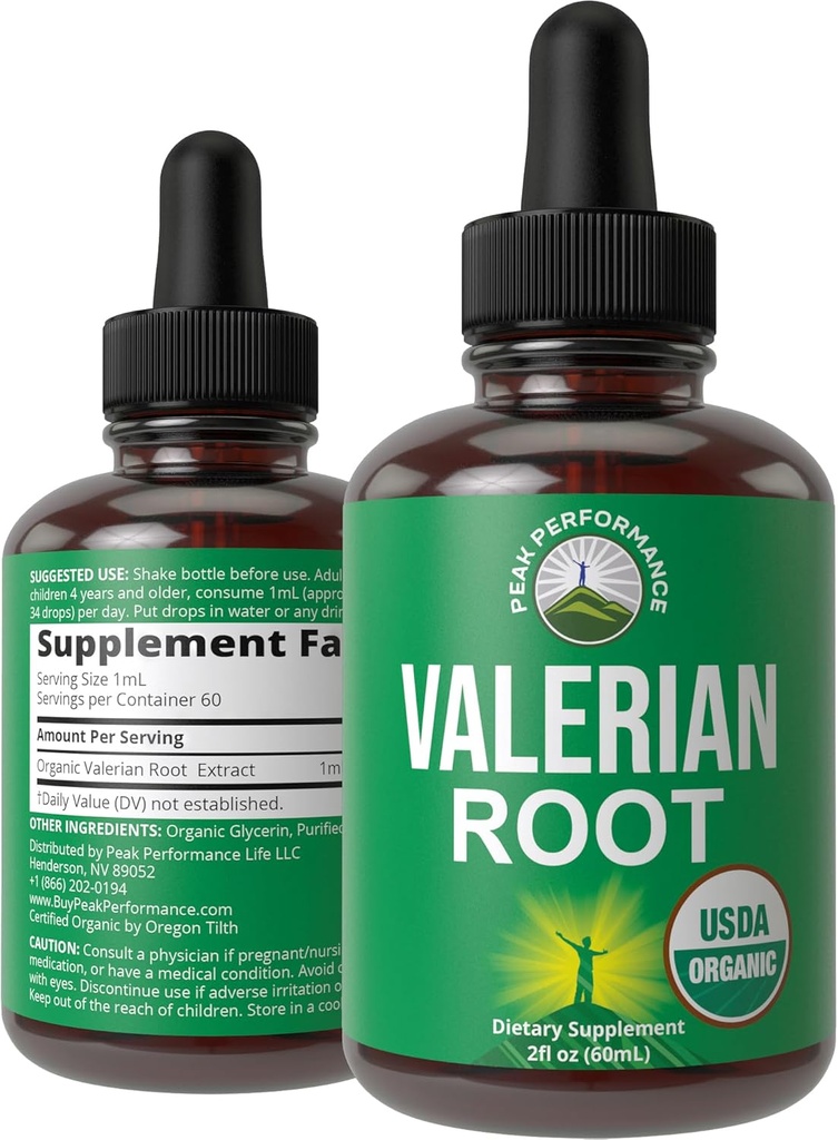 USDA Organic Valerian Root Liquid Drops Συμπλήρωμα. Vegan Extract Βάμμα για χαλάρωση, ύπνο, ηρεμία. Μεγάλη εναλλακτική λύση για κάψουλες Βαλεριάνα. Μηδενική ζάχαρη, χωρίς γλουτένη συμπληρώματα για γυναίκες και άνδρες