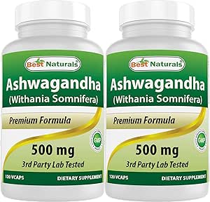 Best Naturals Ashwagandha Extract 500 Mg 120 κάψουλες (πακέτο του 2)