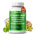 ST John's Wort 14-in-1 Φυσική ανάμειξη με Rhodiola Ashwagandha Χαμομήλι Ιερός Βασίλειος L-Theanine Valerian Passionflower - 150 Count - Made & Tested in The USA