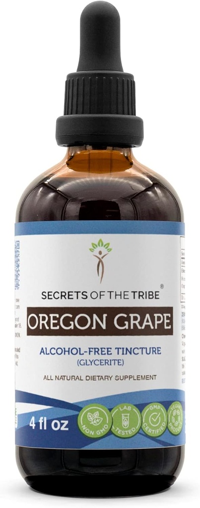Μυστικά της φυλής Oregon σταφυλόκοκκο υγρό εκχύλισμα, Responablely εκτρεφόμενο Όρεγκον σταφυλή (Mahonia aquifolium) Αποξηραμένη ρίζα (4 FL OZ)