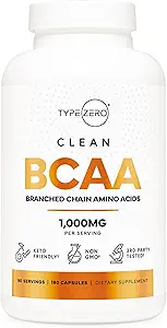 Τύπος Zero BCAA 1000mg (180 κάψουλες, 90 σέρβις), διακλαδισμένης αλυσίδας Αμινοξέα (500mg L-λευκίνης, 1000mg L-ισολευκίνης και L-βαλίνης)