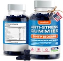 Άγχος ανακούφιση Gummies - 1500MG 5HTP με L-Theanine Gaba & L-Tyrosine - Ashwagandha βοτανικό συμπλήρωμα Υποστηρίζει πνευματική εγρήγορση Vegan Brain Mood Booost Συμπληρώματα για παιδιά & ενήλικες Made in USA