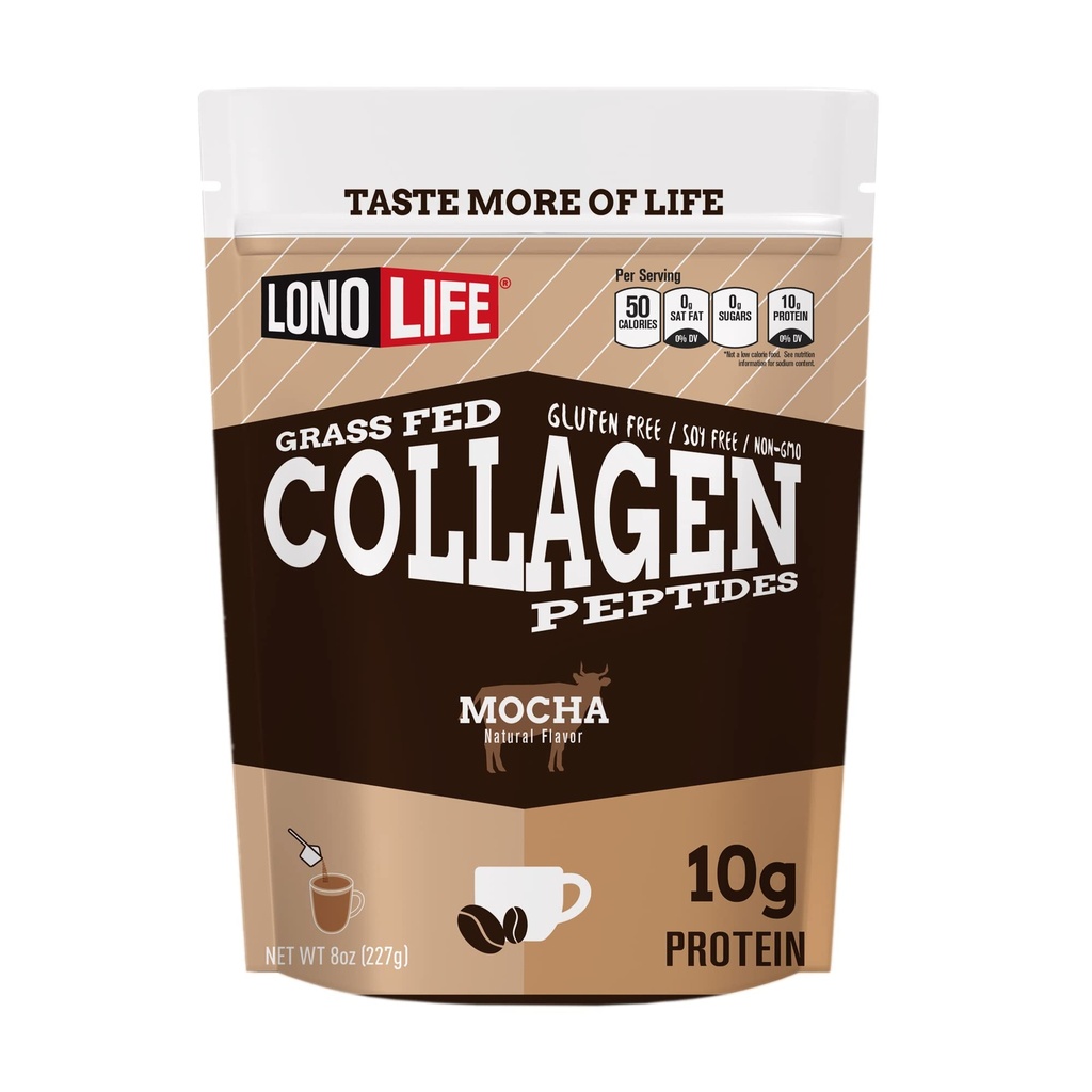 LonoLife - Mocha Collagen Peptides με 10g πρωτεΐνη, Παλαιό και Κέτο φιλικό, 8-Ounce χύδην δοχείο - συσκευασία μπορεί να Vary