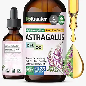 BIO KRAUTER Astragalus Tincture - Astragalus Root Liquid Extract for Immune Support - Alcohol and Sugar Free - High Absorption - Vegan Drops 2 Fl.Oz.