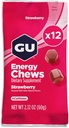GU Energy Chews, Strawberry Energy Gummies με ηλεκτρολύτες, Vegan, Gluten-free, Kosher, 20 mg καφεΐνη, και Dairy-free On-the-Go Energy για κάθε προπόνηση, 12 Τσάντες (24 Services Σύνολο)
