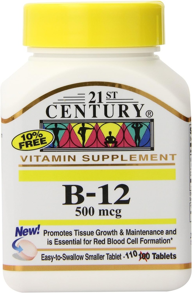 21st Century B-12 500 mcg Tablets, 110-Count (Pack of 3)