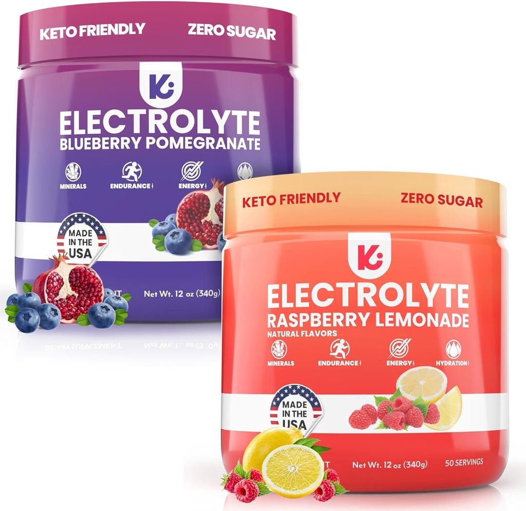 Keppi Keto Ηλεκτρολυτές σκόνης Bundle Όχι Ζάχαρη - Zero Carbs - Made in USA - Σύνθετη ενυδάτωση, απόδοση & ανάκτηση - Βατόμουρο Λεμονάδα & βατόμουρο Ρόδι Γεύση - Μείγματα Εύκολα Δεν Clamps