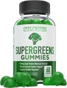 Atlantis Nutrition Supergreens Gummies - Daily Green Superfoods συμπλήρωμα με σπανάκι, μπρόκολο, Moringa, Beet Root, Σέλινο, Πράσινο Τσάι, & Acai για την υποστήριξη της ασυλίας - Φυσικό άρωμα σμέουρων, 60 cnt