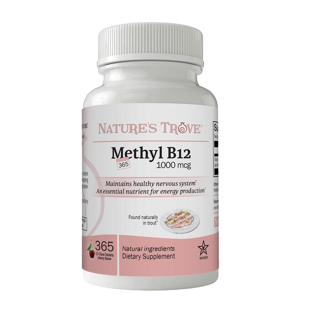 Βιταμίνη B12 μεθυλοκοβαλαμίνη 1000 mcg, 365 Count, B12 Μασώμενες Βιταμίνες, γεύση κεράσι