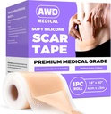 AWD Silicone Scar Sheets for Surgical Scars - Seamless Medical Grade Silicone Scar Tape for C Section, Tummy Tuck Tape - Silicone Skin Patches After Surgery Must Haves (1.6" x 60" Seamless Roll)