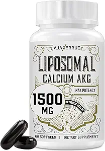Liposomal Calcium AKG Supplement 1500 MG (Alpha-Ketoglutaric Acid), High Absorption, More Effective Than AAKG, Ca AKG for Longevity, Age Defense, Cellular Energy, Metabolic Function, 240 Softgels