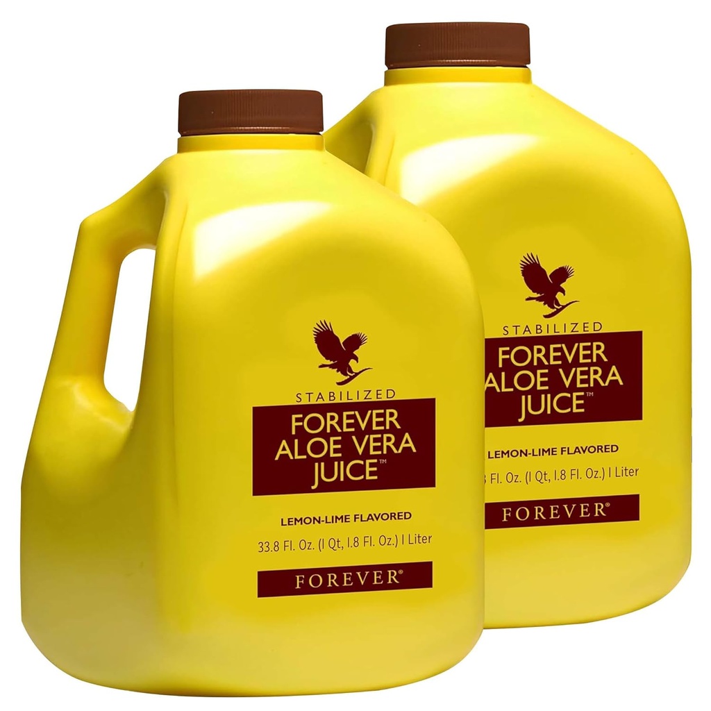 Forever Living - Αλόη Βέρα Χυμός - Λεμόνι Lime Γεύση με καθαρό εσωτερικό φύλλο Gel - Υποστηρίζει την πέψη και την ανοσία - 1L Κάθε (πακέτο του 2)