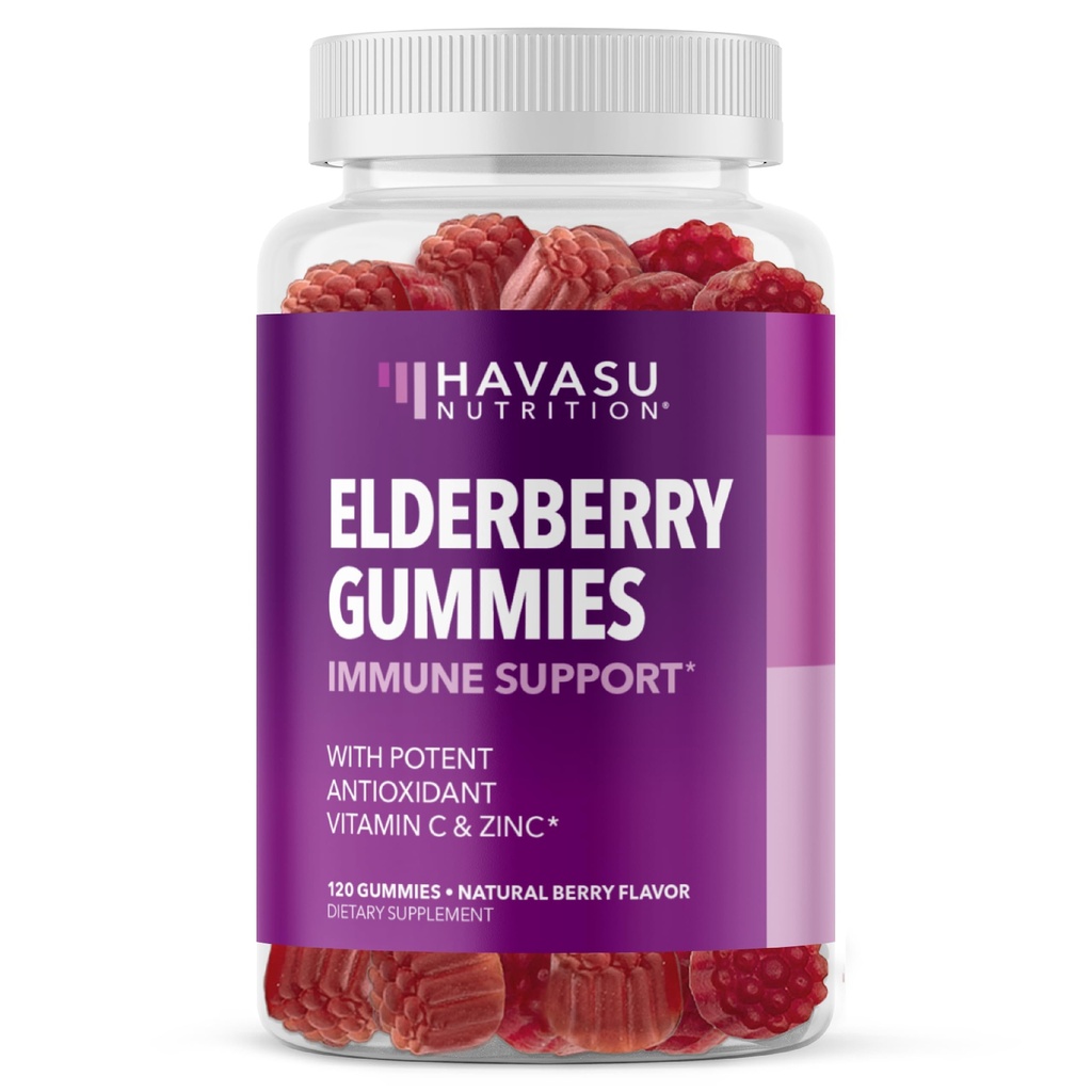Sambucus Elderberry Gummies for Adults - Ανοσοποιητικό συμπλήρωμα υποστήριξης με βιταμίνη C και ψευδάργυρο - Ενισχυμένη Formula for Daily Defense - 120 Count, 2 Μήνες προσφοράς, Berry Flavor - βολική ευεξία