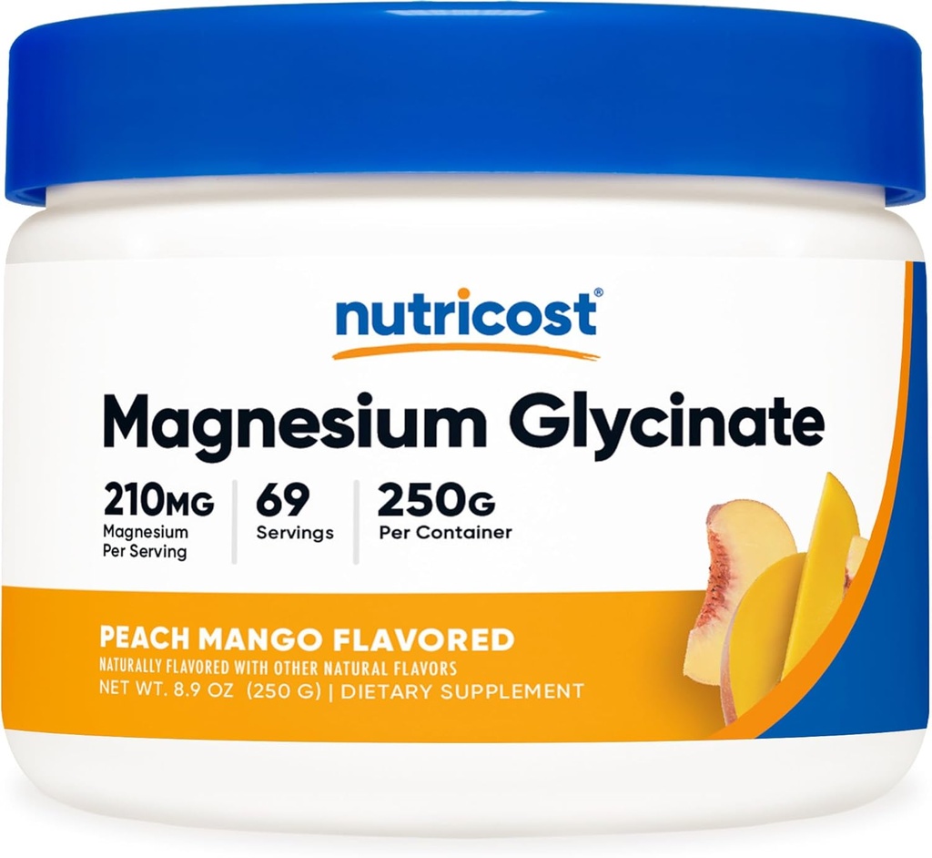 Γλυκινικό μαγνήσιο σε σκόνη (Peach Mango, 250 γραμμάρια) - Γλυκινικό μαγνήσιο (ως διγλυκινικό)