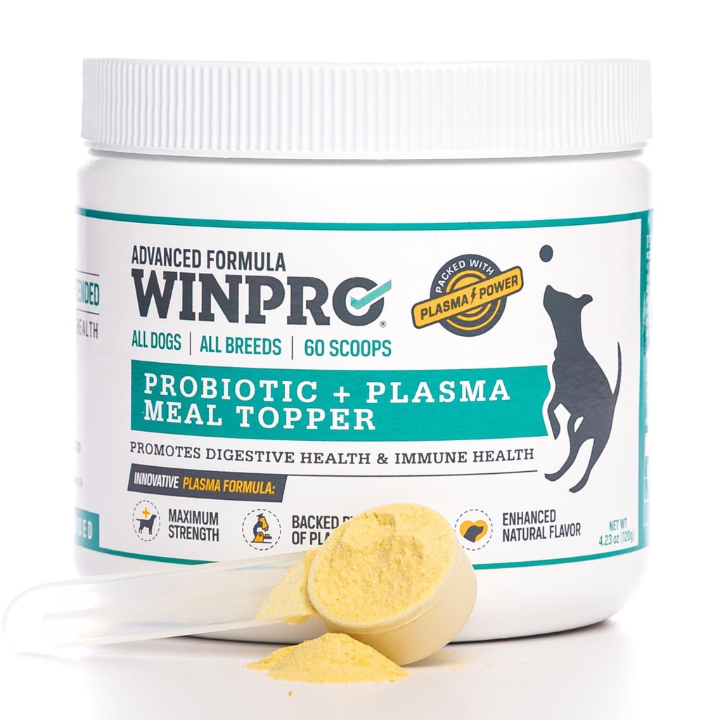 Σκύλος WINPRO Probiotic Σκόνη Γεύμα Τόπερ, Spray Αποξηραμένο πλάσμα με Πρεβιοτικά και Προβιοτικά για Digestive Υποστήριξη και Ουλές Υγεία για Σκύλους, Όλα Φυλή, Ηλικίες, και Μεγέθη, 60 Scoops, Made in USA